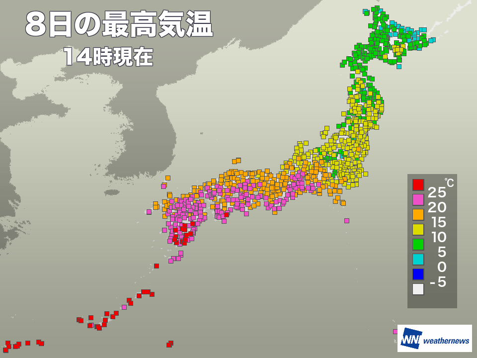 
黄砂解消の西日本、気温上がり鹿児島は夏日に
        