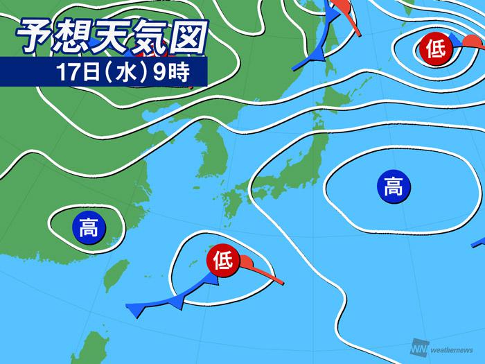 
4月17日(水)の天気 大阪や名古屋で雷雨の可能性あり
        