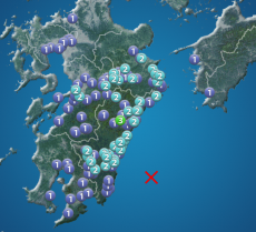 
宮崎県で震度3　津波の心配なし
        