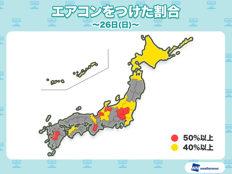 
記録的な暑さとなった週末 東京の2人に1人はエアコンを使用
        