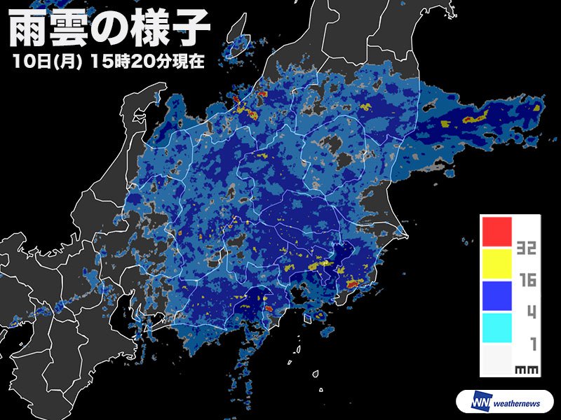 
神奈川や千葉など雨が強まる　関東の帰宅時間帯は土砂降りに
        