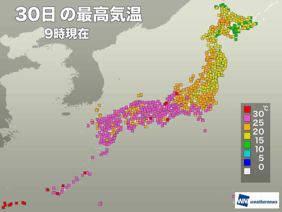 
西日本は朝から30℃超の不快な蒸し暑さ　関東も今日は気温上昇
        
