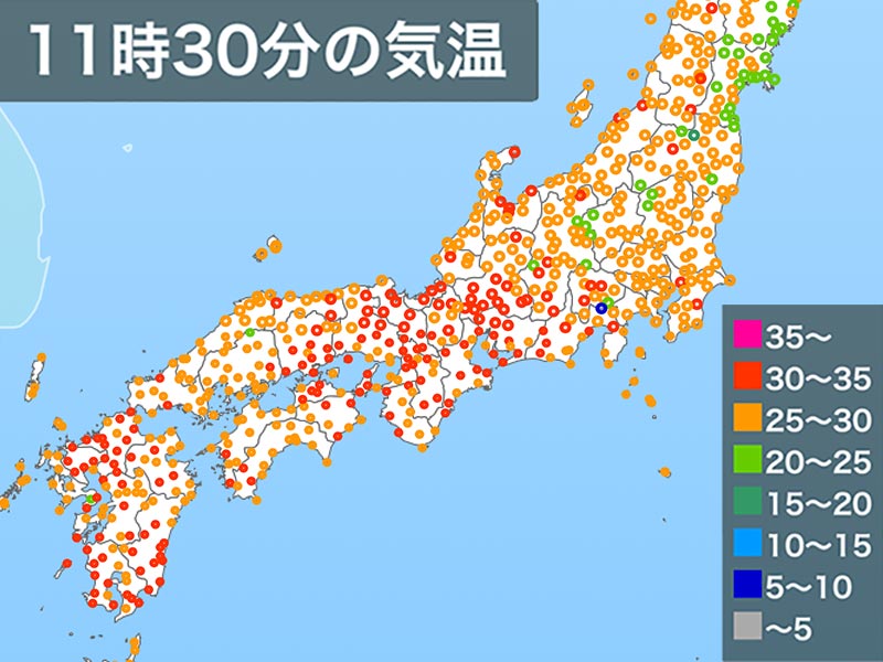 
梅雨明け即猛暑　鹿児島など午前中から33℃の厳しい暑さ
        