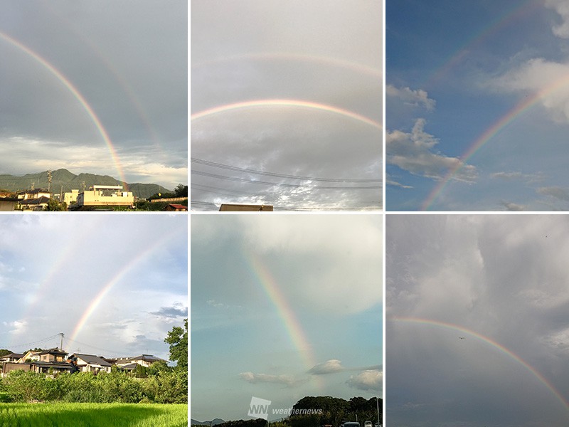 
各地でダブルレインボー　雷雨の置き土産に夏色の虹
        