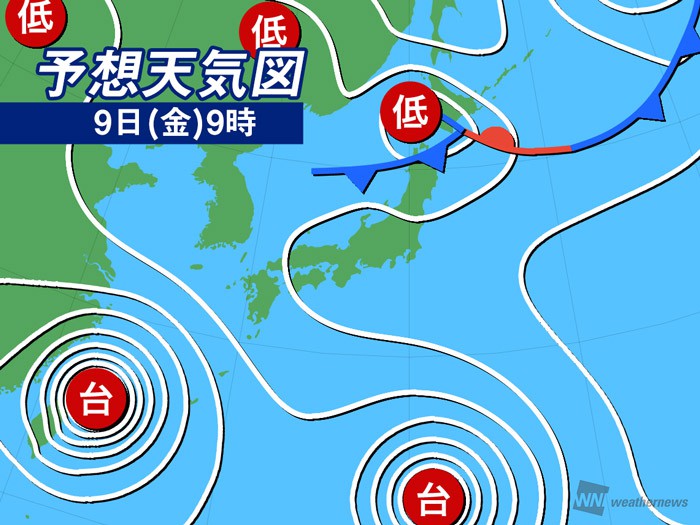 
8月10日(土)の天気　お盆休み初日は35℃前後の猛烈な暑さに
        