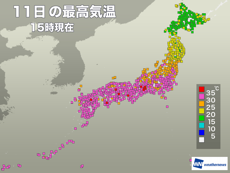 
猛暑日21地点、真夏日499地点　今日は暑さのちゲリラ豪雨・雷雨に注意
        