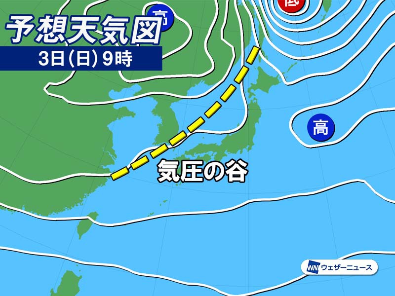 
三連休　11月3日(日)文化の日は関東中心に傘の出番
        