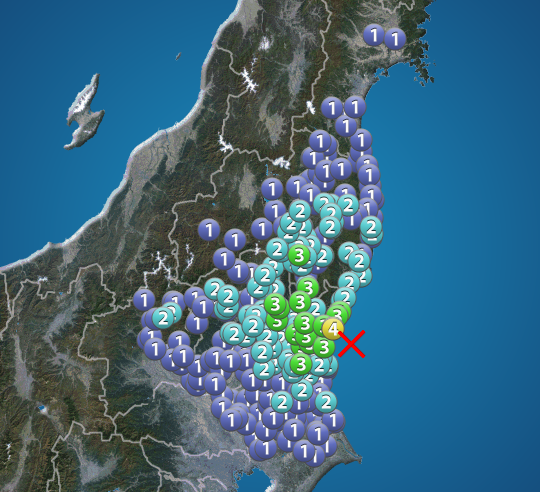 
茨城県で震度4　津波の心配なし
        