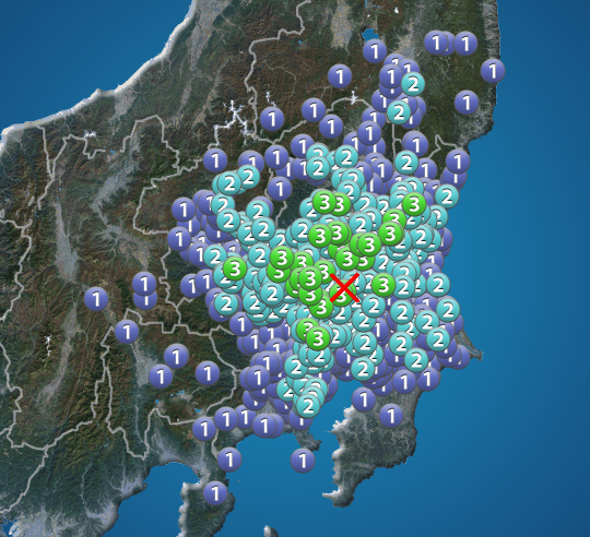 
埼玉県・茨城県・群馬県・栃木県で震度3の地震　津波の心配なし
        