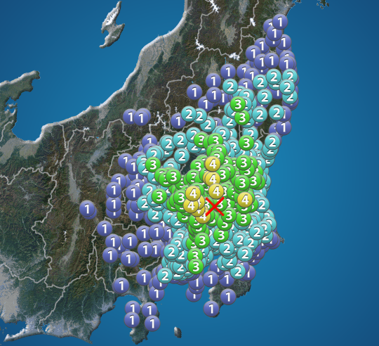 
埼玉県・茨城県・群馬県・栃木県で震度4を観測する地震　津波の心配なし
        
