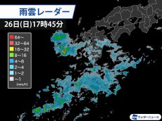 
九州南部から奄美に雨雲広がる　今夜は30mm/h超の季節外れの強雨に
        