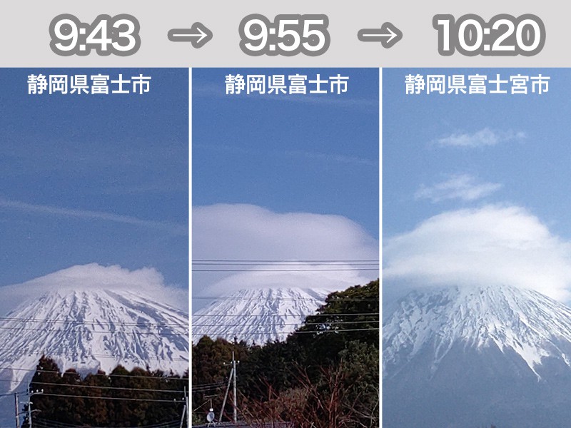 
富士山に笠雲、天気下り坂のサイン
        