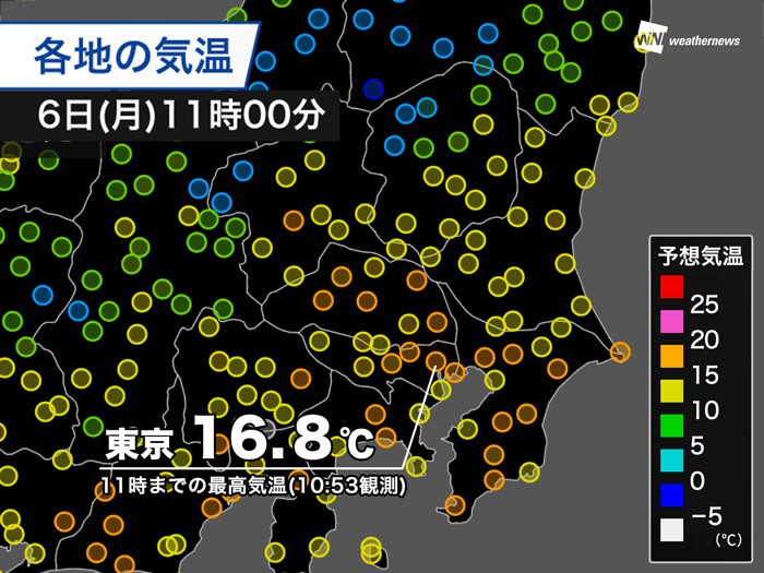 
関東は気温上昇　東京も晴れて18℃予想
        