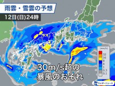 
低気圧発達で西日本は次第に風雨強まる　関東は明日がピークに
        
