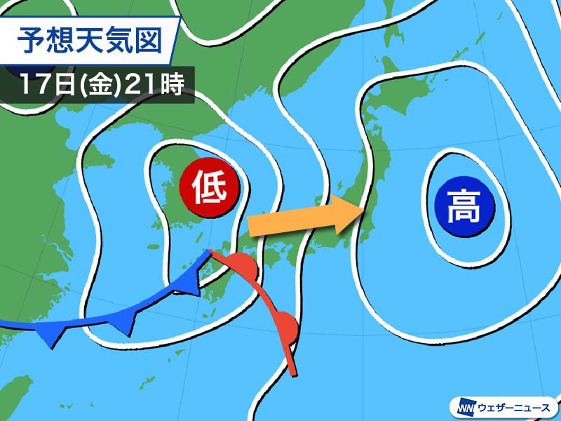
西日本は夕方以降に雨　明日は関東も強い風雨に注意
        