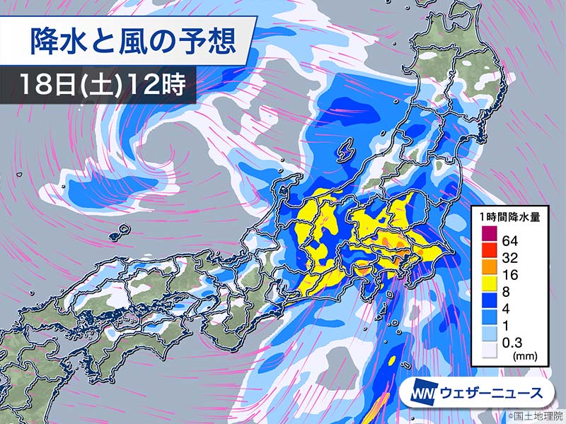 
東海・関東・東北で大雨に　東京は昼頃がピーク
        