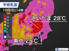 
東京は明日10日(日)に夏日復活　来週は30℃に迫る日も
        