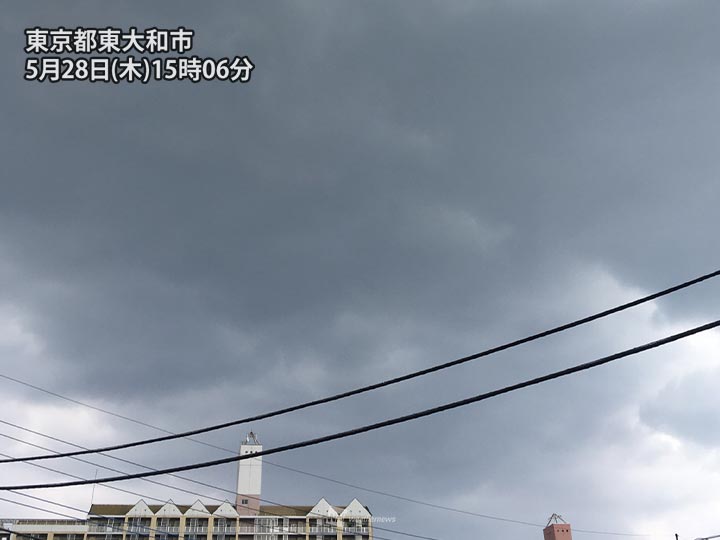 
東京多摩などで雨が降り出す　夜にかけて雨の範囲は拡大
        