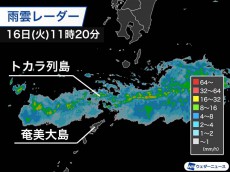 
梅雨前線の影響　トカラ列島など奄美で激しい雨に警戒
        