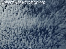 
西日本でナミナミ雲、うろこ雲、ハロが出現　天気下り坂のサイン
        