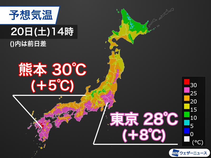 
明日の東京は28℃まで上昇　梅雨の晴れ間で暑さ戻る　
        