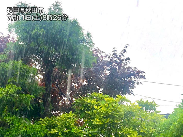 東北北部は強い雨に　秋田には土砂災害警戒情報も