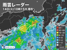 大阪周辺は昼前後に非常に激しい雨　大雨警報も発表