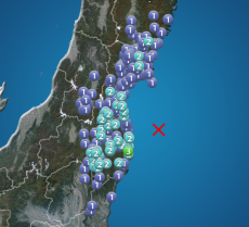 福島県で震度3の地震発生