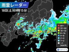 関東や静岡で激しい雨　東京は昼頃までが雨のピーク
