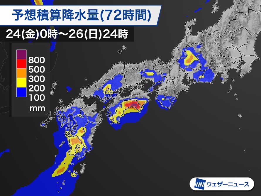 明日から西日本などで大雨のおそれ　氾濫や土砂災害に警戒