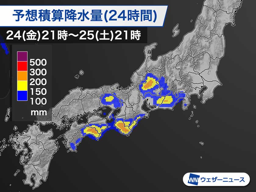 明日にかけ四国から東海で大雨に警戒　来週は北陸や東北で大雨か