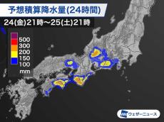 明日にかけ四国から東海で大雨に警戒　来週は北陸や東北で大雨か