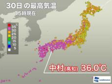 梅雨明け直後に猛暑日続出　九州、四国で35℃を超える