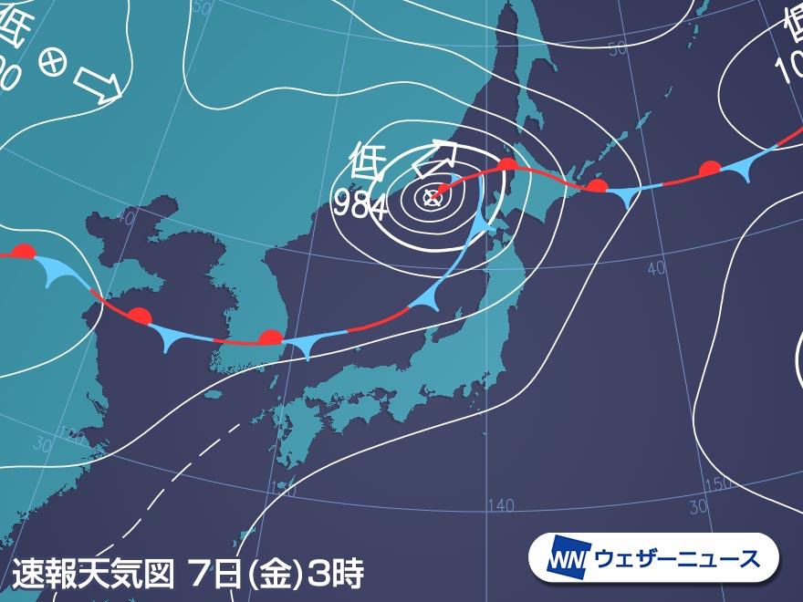 北海道 発達する低気圧で風雨強まる　既に30m/s超の暴風を観測