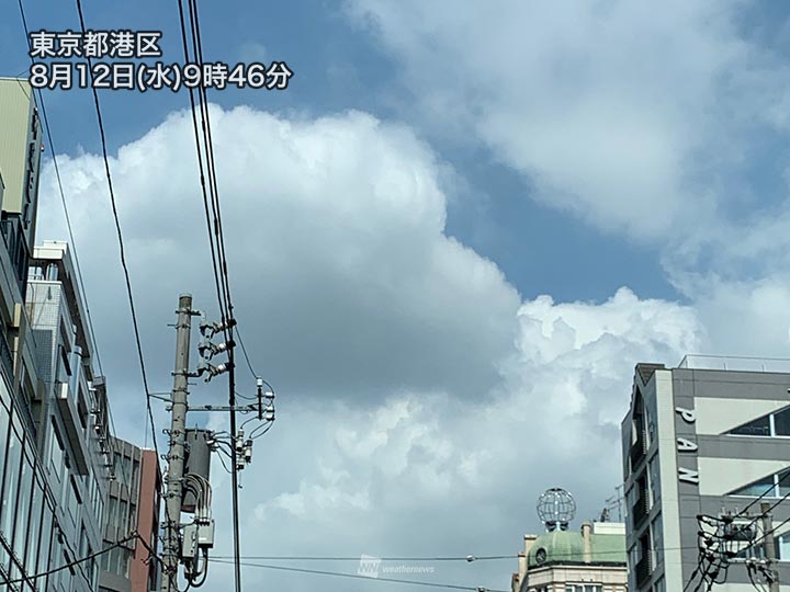 東京都心など急な雨に注意　午後は関東の広い範囲で雷雨