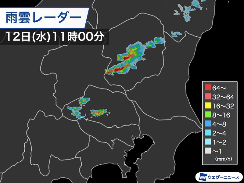 関東内陸部で局地的に雨雲発達　午後は東京都心もゲリラ豪雨の可能性