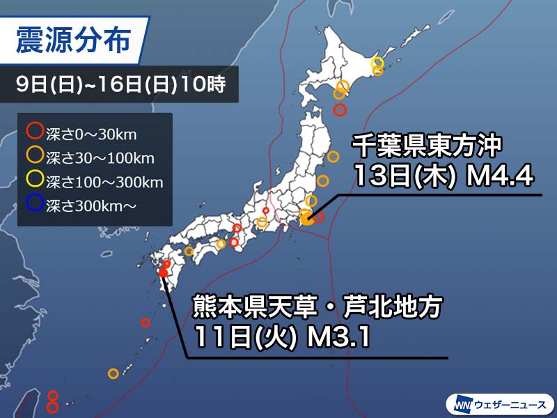 週刊地震情報 2020.8.16　日本では9日間、震度3以上の地震発生なし
