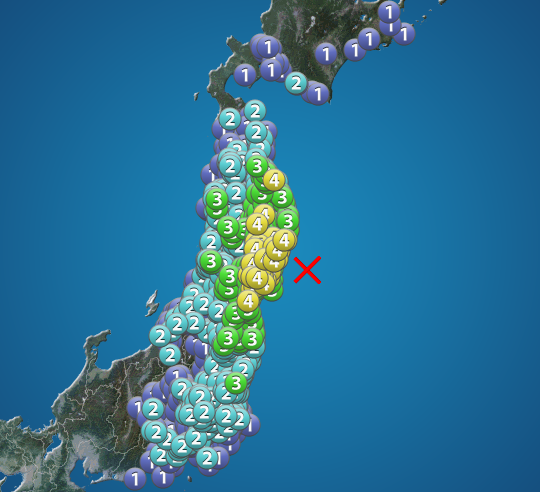 宮城県沖でM6.1の地震　東北で震度4　津波の心配なし