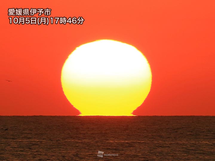 瀬戸内海で”だるま夕日”が出現　今夜の冷え込みの予兆