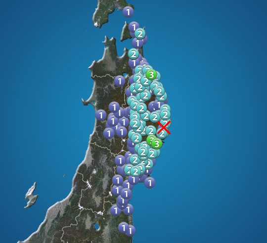 岩手県・青森県で震度3の地震発生