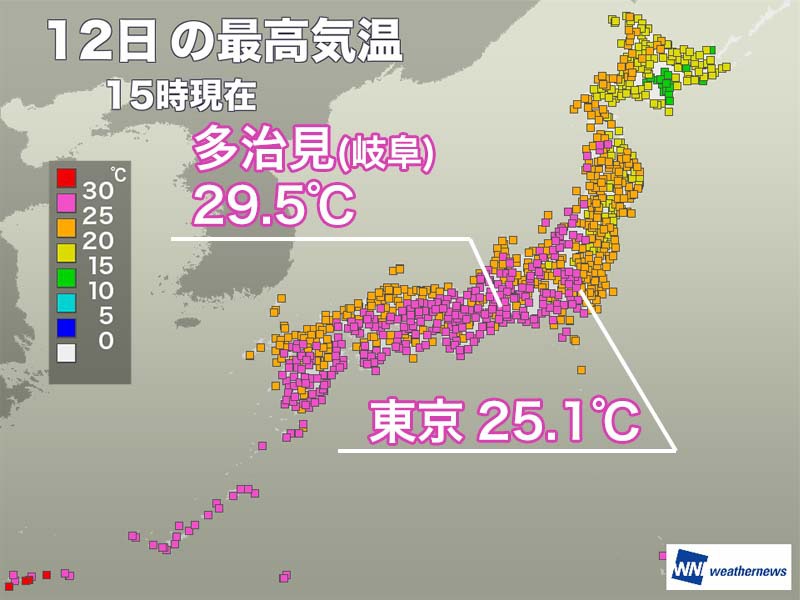 東京は25℃を突破　日差し戻って8日ぶりの夏日に