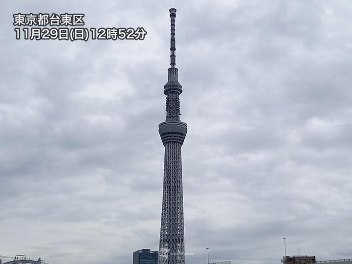 東京は再び雲が優勢に　夜にかけて寒さが続く