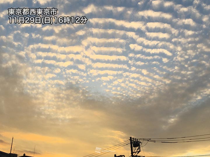 ようやく戻った日差しが関東の夕空を染める　サンピラーも出現