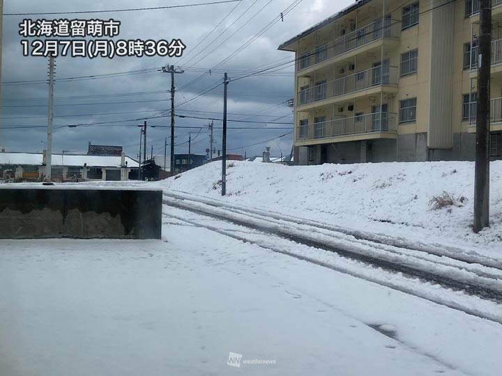 北海道は二十四節気「大雪」通りに雪　今夜以降は日本海側で雪や雨が強まる