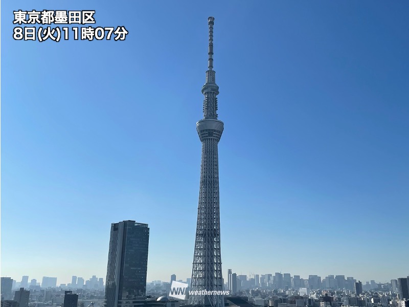 東京は17℃予想　今日も日差し暖か