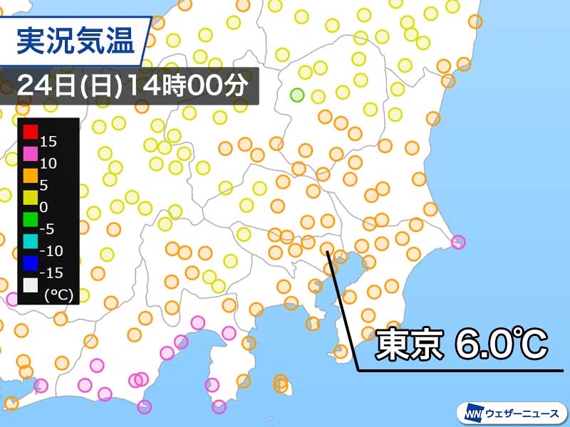 関東は雪にならずとも厳しい寒さ　明日は天気回復し暖かく