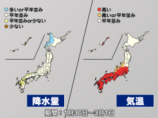 平年より気温は高めも、冬と春がせめぎ合い寒暖差大（気象庁1か月予報）