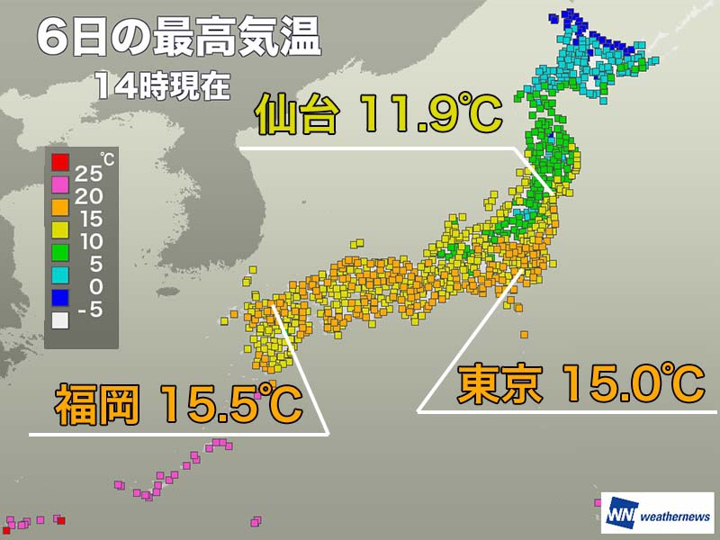 東京は3月下旬並みの暖かさ　全国的に気温上昇で春の陽気