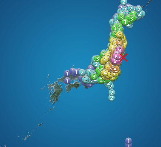 福島県・宮城県で震度6強の地震　若干の海面変動あり　震源は福島県沖　M7.3