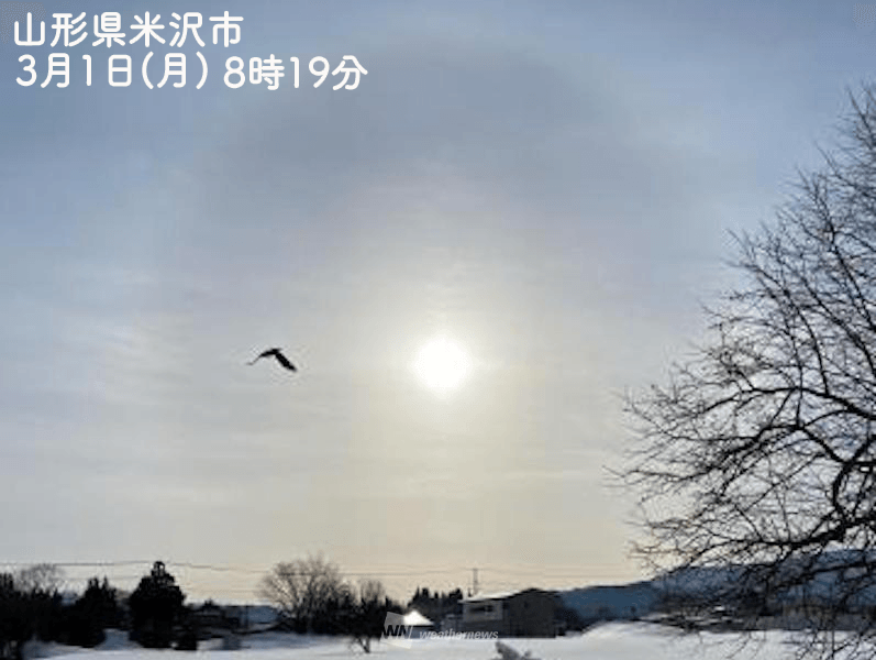 関東など東北〜中国エリアでハロが出現！　天気下り坂のサイン